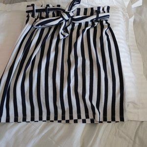 Blue striped,high-waisted, skirt